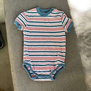 Charming Striped Blue and Red Kids Bodysuit